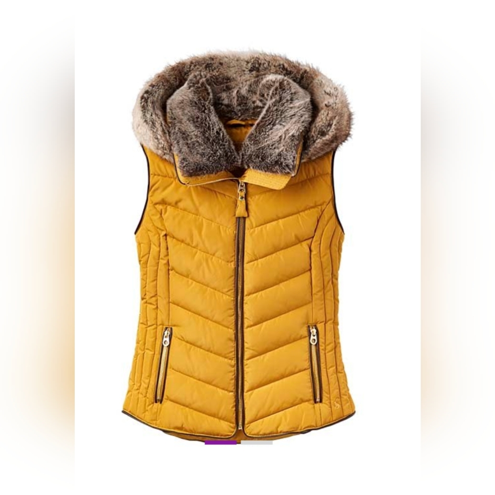 NWT SZ 2 JOULES HOODED WINTER VEST MUSTARD YELLOW